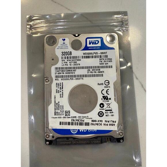 Western Digital WD Blue Laptop 320GB WD3200LPVX-08V0T 5400RPM 2.5 SATA HDD DRIVE - Picture 1 of 2